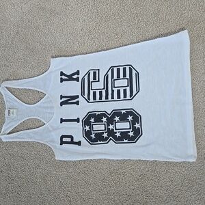 Rare Victoria's Secret PINK USA Flag Racerback Tank Top Size Small